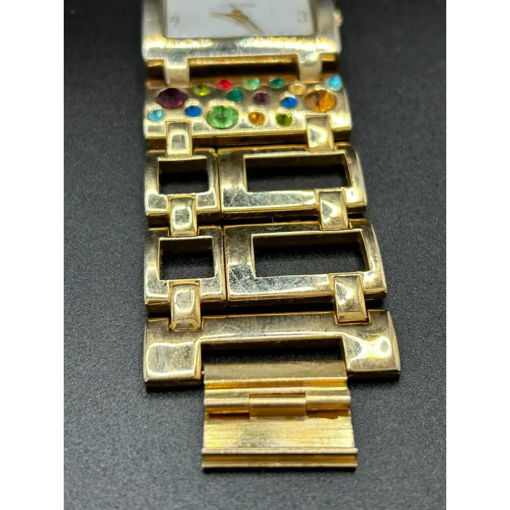 Suzanne Somers Gold Tone Crystal Bracelet Watch Multi-Color Rhinestone Dial - Picture 11 of 13